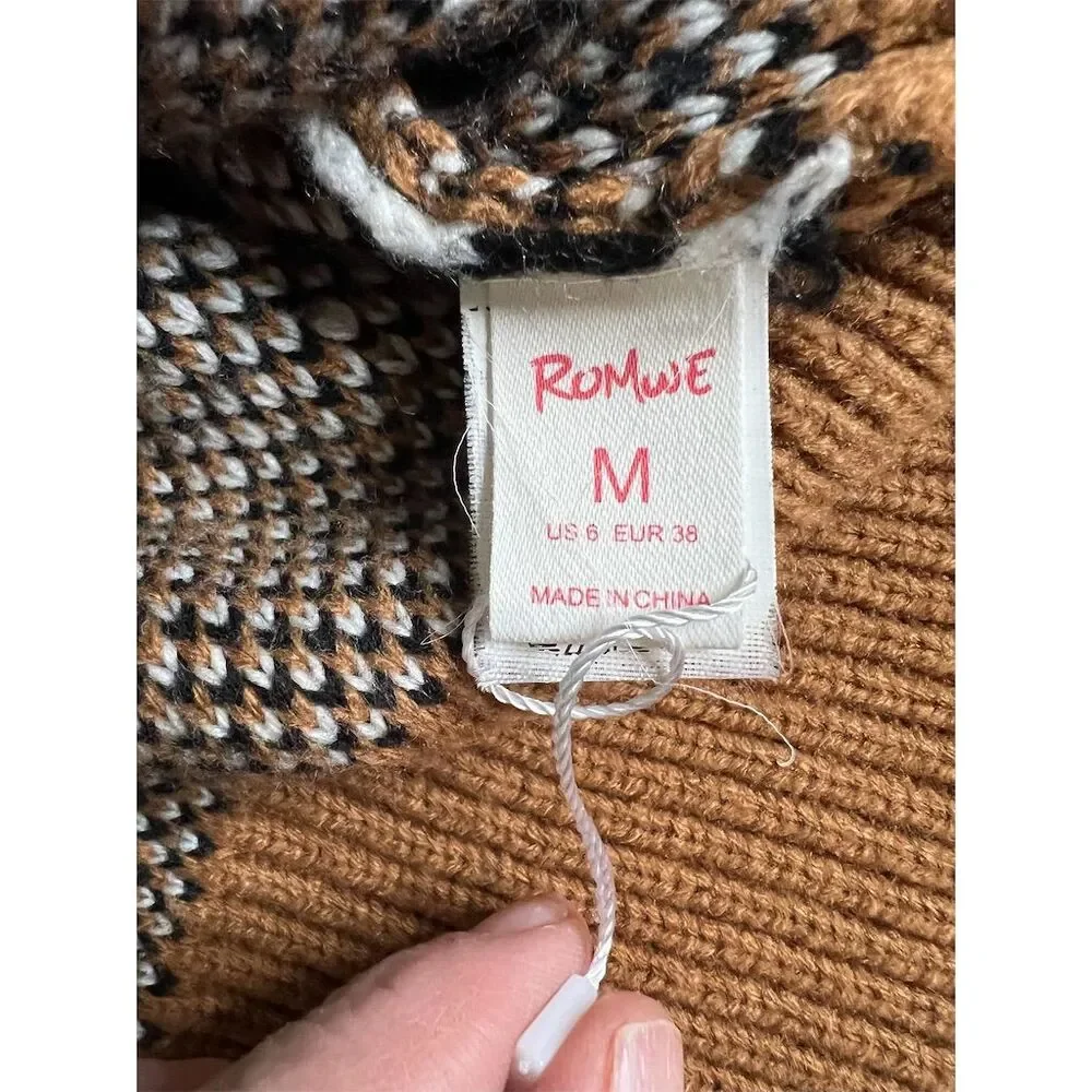 ROMWE Women's Kawaii Cow Print Button Front Cardigan Brown Size M - Picture 4 of 8